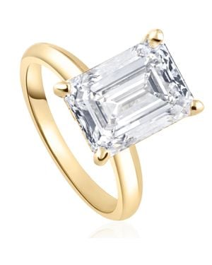 Pompeii3 Certified 4Ct Emerald Cut Solitaire Diamond Engagement Ring Lab Grown 14K Size: 6.5 - Metallic