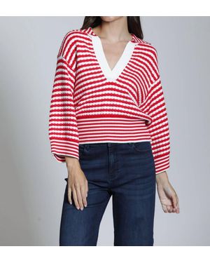 Apny Stripe Knit Sweater - Red