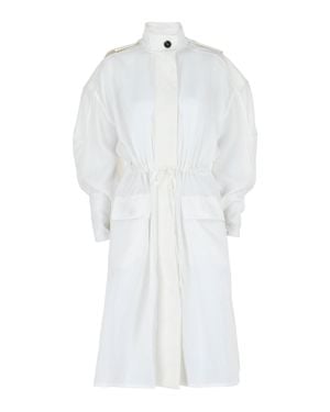 Ferragamo Long-Sleeved Hooded Trench Coat - White