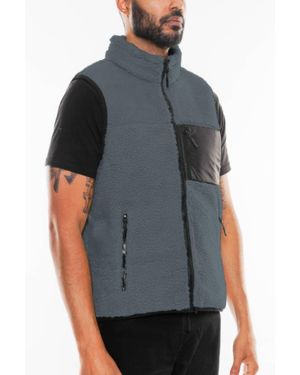 TRUEDAMES Padded Sherpa Fleece Vest - Gray