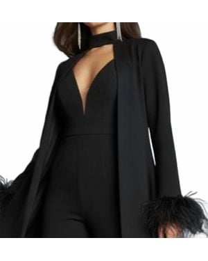 Jovani Long Sleeve Cape Jumpsuit - Black