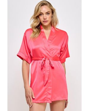 TRUEDAMES Elegant Short Satin Lounge Robe - Pink