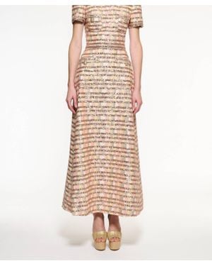 Elie Saab Camaleonte Short Sleeve Sequin Dress - Natural