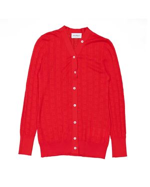 Ferragamo Ferragamo Gancini A-Jour Wool Cardigan - Red