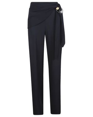 HAMOULET High-Waisted Pants With Unique Belt Detail - Blue
