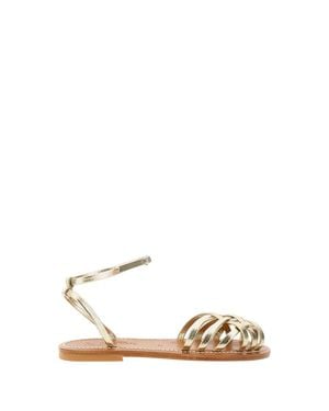 K. Jacques Danaens Leather Cage Sandals - Metallic