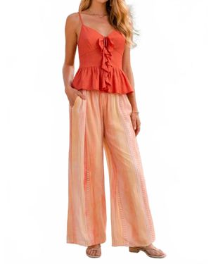 Elan Printed Wide Leg Pants - Red
