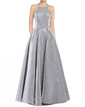 Alyce Paris Metallic Halter Ball Gown - Gray