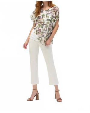 Joseph Ribkoff Tropical Print Poncho Style Top - White