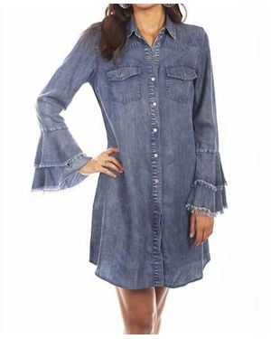 Scully Western Yoke Shirt Dress - Blue