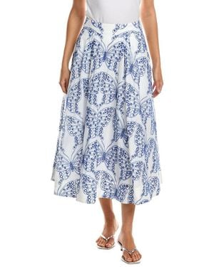 MILLY Butterfly Eyelet A-Line Skirt - Blue