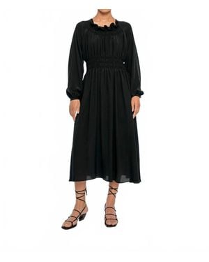 Dāl the Label Signature Shirred Midi Dress - Black