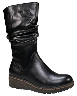 Gc Shoes Dange Faux Leather Lug Sole Riding Boots Hawk2235 - Black