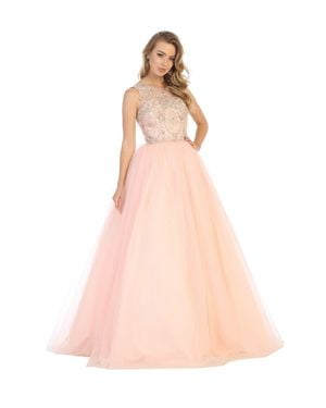 TRUEDAMES Sleeveless Formal Pageant Ball Gown - Pink