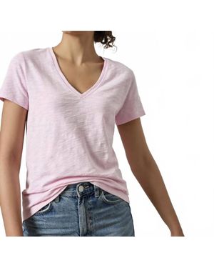 Lilla P Short Sleeve Back Seam V-Neck Tee - Purple