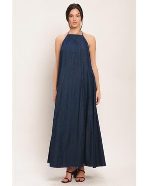TRUEDAMES Quiet Statement Denim Midi Dress - Blue