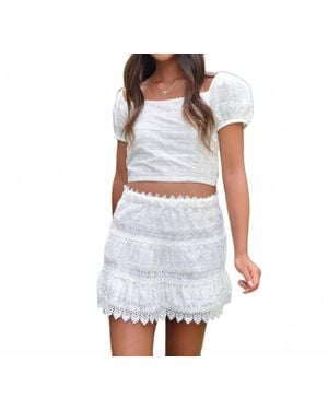 Theme Girls Noa Heart Flower Eyelet Tie Back Top - White