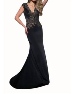 Tony Bowls Cap Sleeve Gown - Black