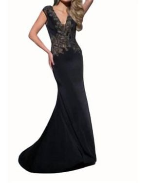 Tony Bowls Cap Sleeve Gown - Black