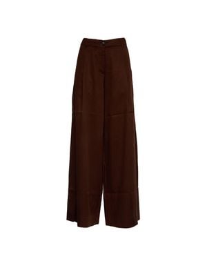 Essentiel Antwerp Justicia Pleated High Waisted Wide-Leg Pants - Brown