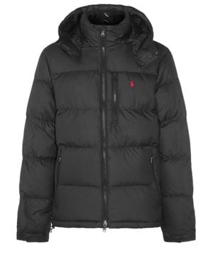 Polo Ralph Lauren Padded Nylon Down Jacket With Hood And Signature Logo - Black