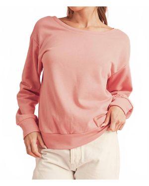 Shewin Bowknot Round Neck Sweatshirt - Pink