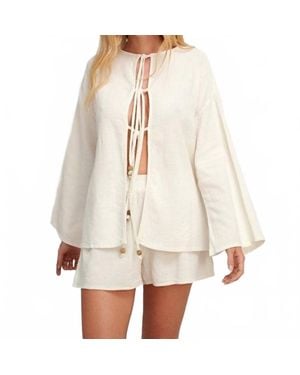 Pearl & Caviar Iralika Tie Front Top - Natural