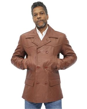 Infinity Leather Cowhide Peacoat-Krakaw - Gray