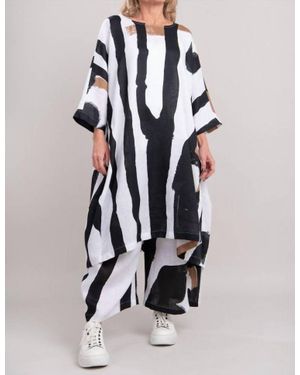 Alembika Urban Abstract Linen Dress - Blue