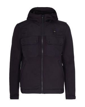 Blauer Scuba Fabric Jacket With Hood - Blue