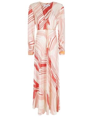 Raquel Diniz Valerie Draped Silk Printed Maxi Dress - Pink