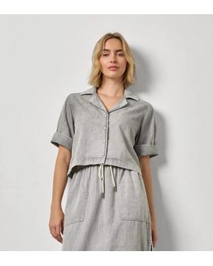 Lilla P Denim Cuffed Shirt - Gray
