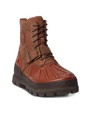 Polo Ralph Lauren Oslo Boots 8 Leather Waterproof Round Toe Gbnc673 - Brown