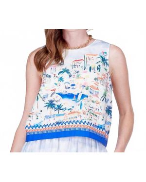 J joy Back Zip Sleeveless Top - Blue