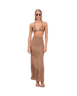 Devon Windsor Bria Metallic Knit Skirt - White