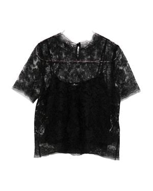 Ermanno Scervino Floral-Lace Short-Sleeve T-Shirt - Black