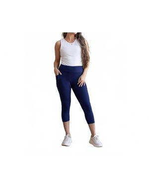 Julia Rose Nova With Pocket Capri Leggings - Blue