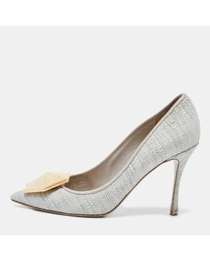 Nicholas Kirkwood Raffia Hexagon Pointed Toe Pumps - Metallic