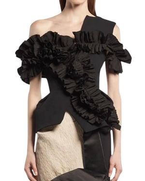 Maticevski Dark Rose Ruffled Top - Black