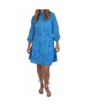 NIBI MTK Georgia Palm Eyelet Dress - Blue