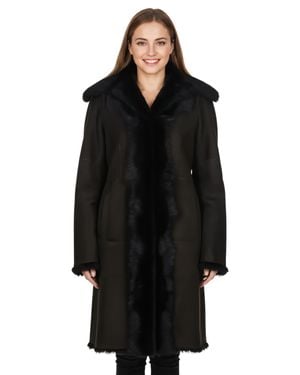 Infinity Leather Toscana Sheep Suede Leather Trench Coat- Celeste - Black