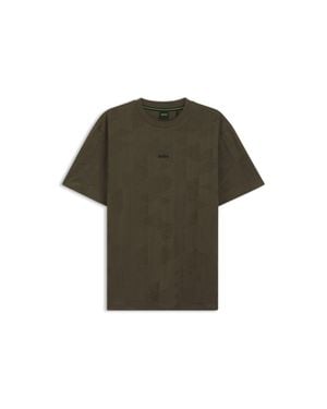 BOSS Cotton T-Shirt With 3D-Jacquard Pattern - Green