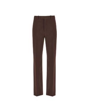 Ferragamo Wide-Leg Virgin Wool Tailored Pants, Brand Size 46 Us - Brown