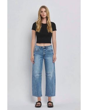 VERVET BY FLYING MONKEY High Rise Barrel Jeans - Blue