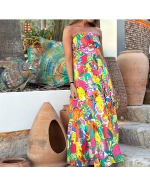 Vilagallo Strapless Fruit Maxi Dress - Multicolor
