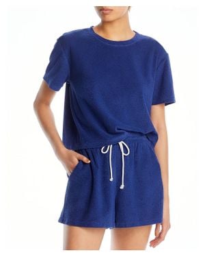 Wayf Terry Cloth Crewneck Cropped - Blue
