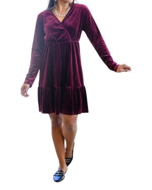 Now N Forever Jentsyn Velvet V-Neck Dress - Purple