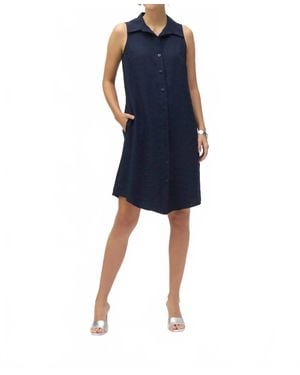 Joseph Ribkoff Button-Down Sleeveless Shirt Dress - Blue
