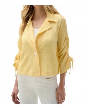 Joseph Ribkoff Shirred Sleeves Boxy Blazer Jacket - Yellow