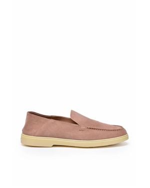 Santoni Antique Rose Suede Slip-On Loafers - Pink